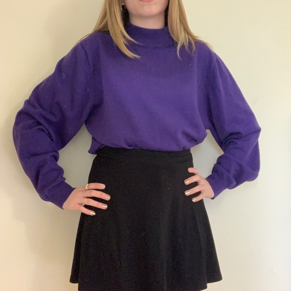 Purple balloon sleeve turtleneck sweater - Picture 4 of 4